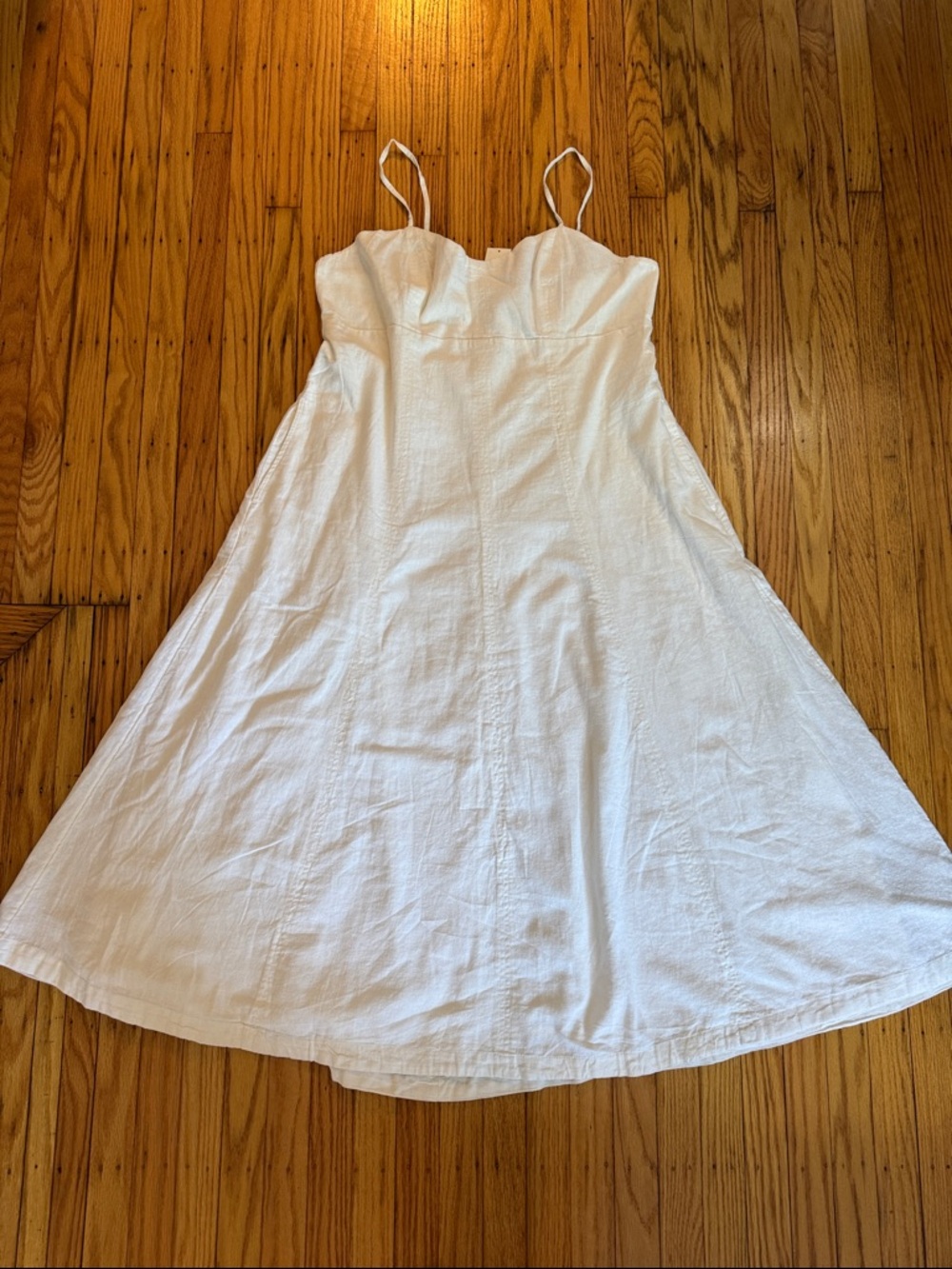 White Linen Spaghetti Strap Sundress